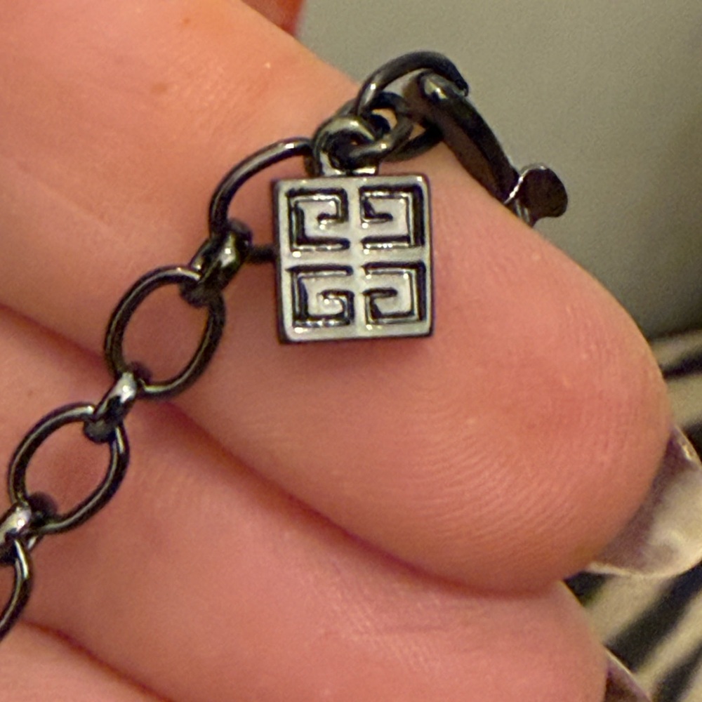 Givenchy Blue and Gunmetal Rare Stamped Necklace - Picture 8 of 10